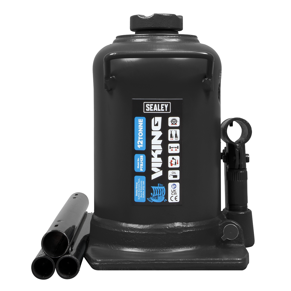 Viking Telescopic Bottle Jack, 12 Tonne (PTBJ12S)