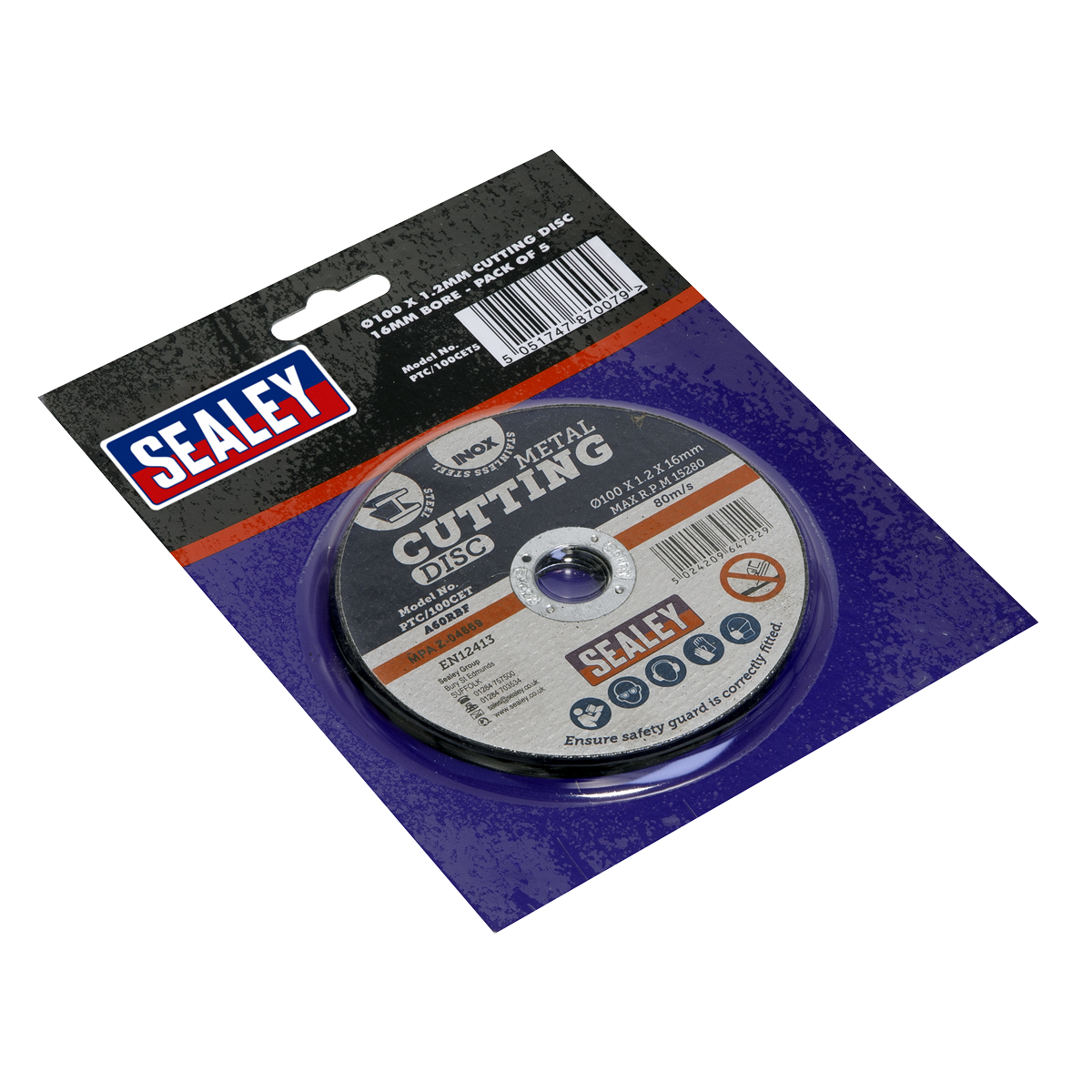 100 x 1.2mm Cutting Disc 16mm Bore - Pack of 5