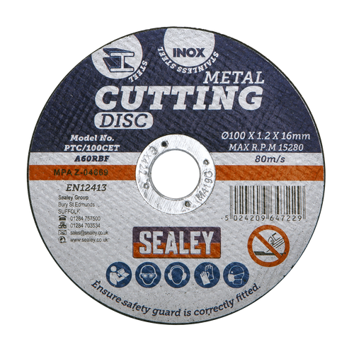 100 x 1.2mm Cutting Disc 16mm Bore