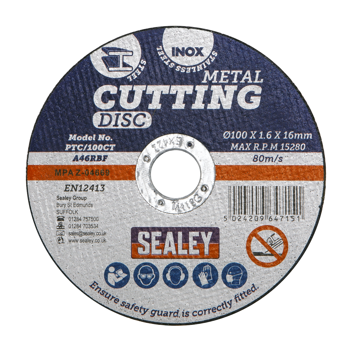 100 x 1.6mm Cutting Disc 16mm Bore