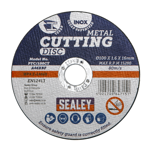 100 x 1.6mm Cutting Disc 16mm Bore