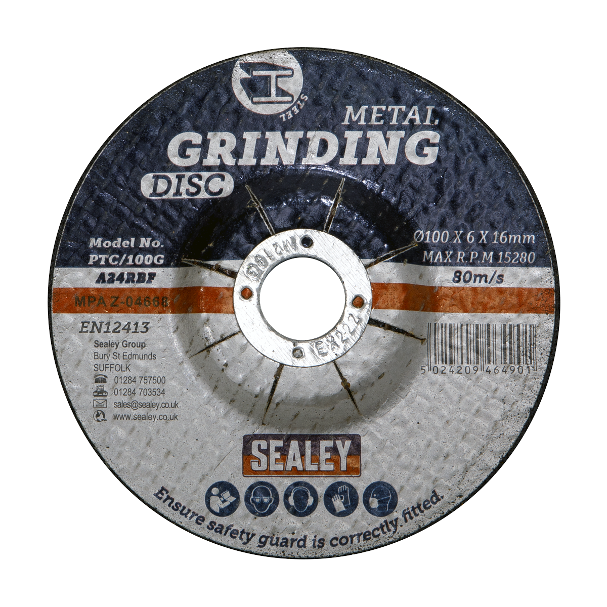 100 x 6mm Grinding Disc 16mm Bore