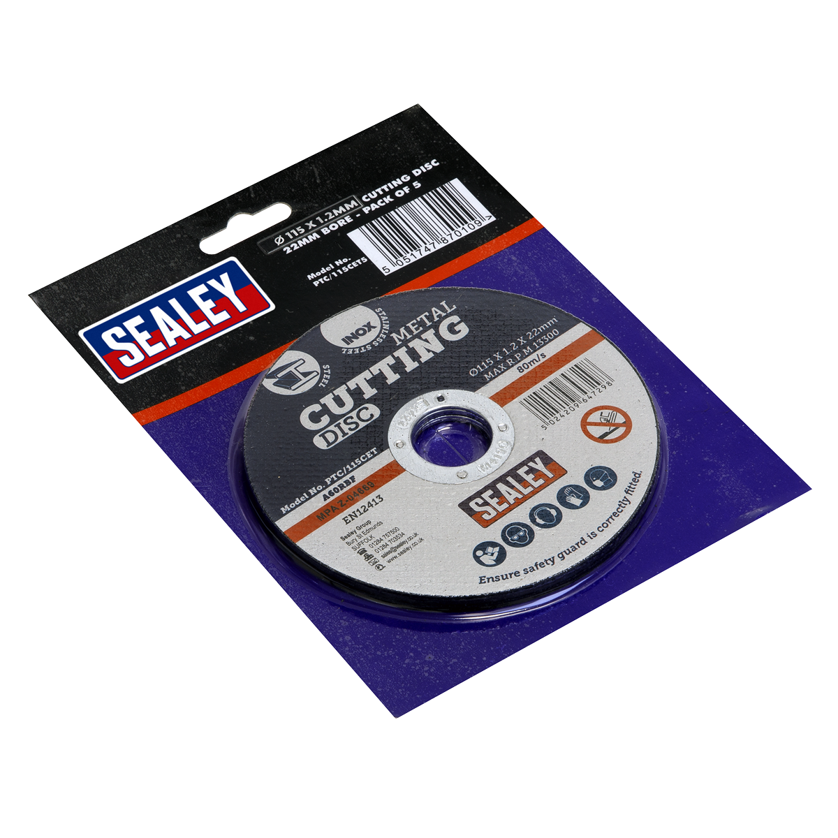115 x 1.2mm Cutting Disc 22mm Bore - Pack of 5