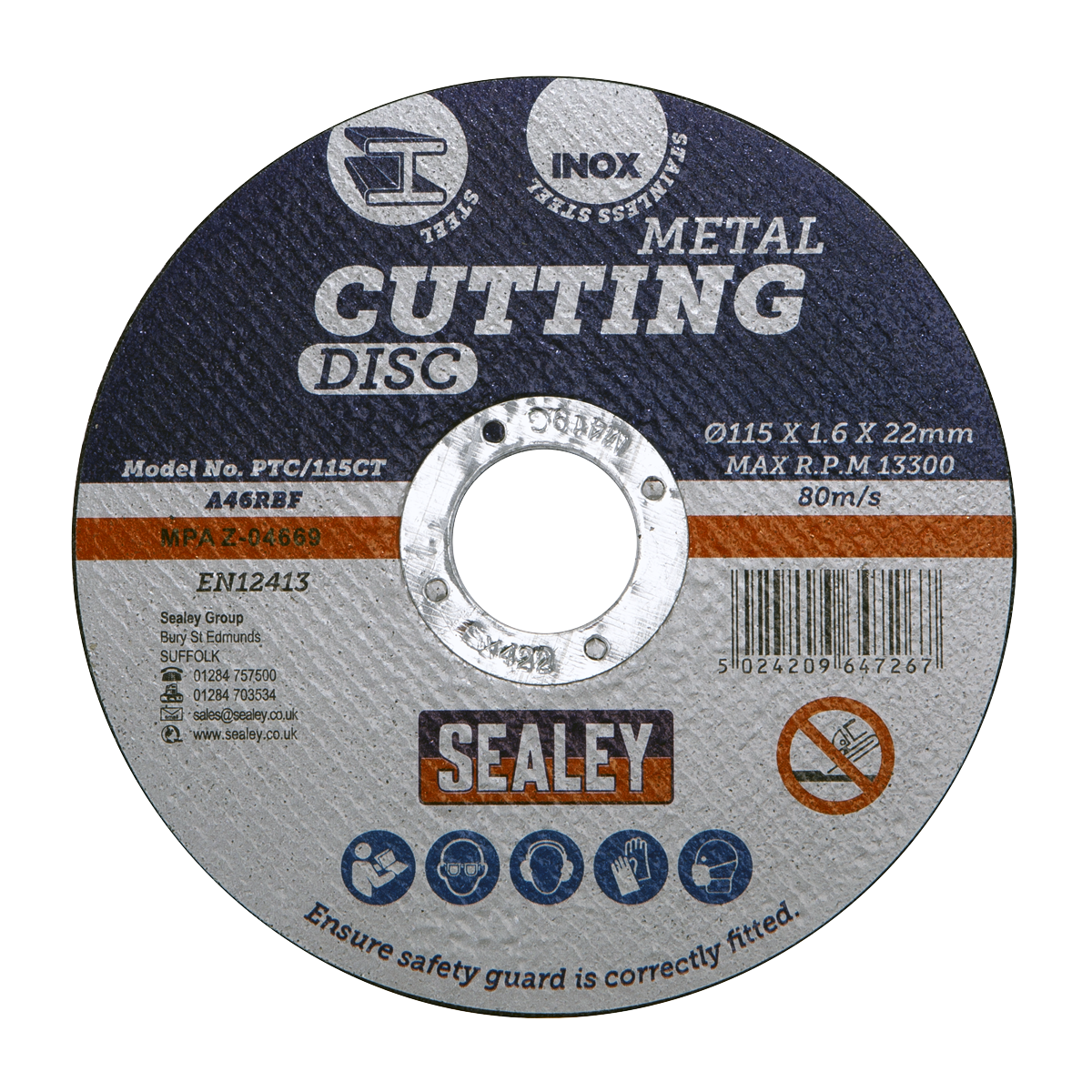 115 x 1.6mm Cutting Disc 22mm Bore - Pack of 50