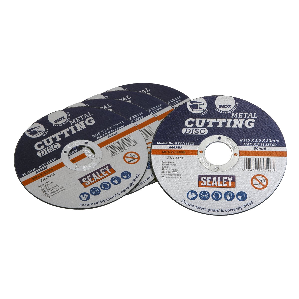 115 x 1.6mm Cutting Disc 22mm Bore - Pack of 5