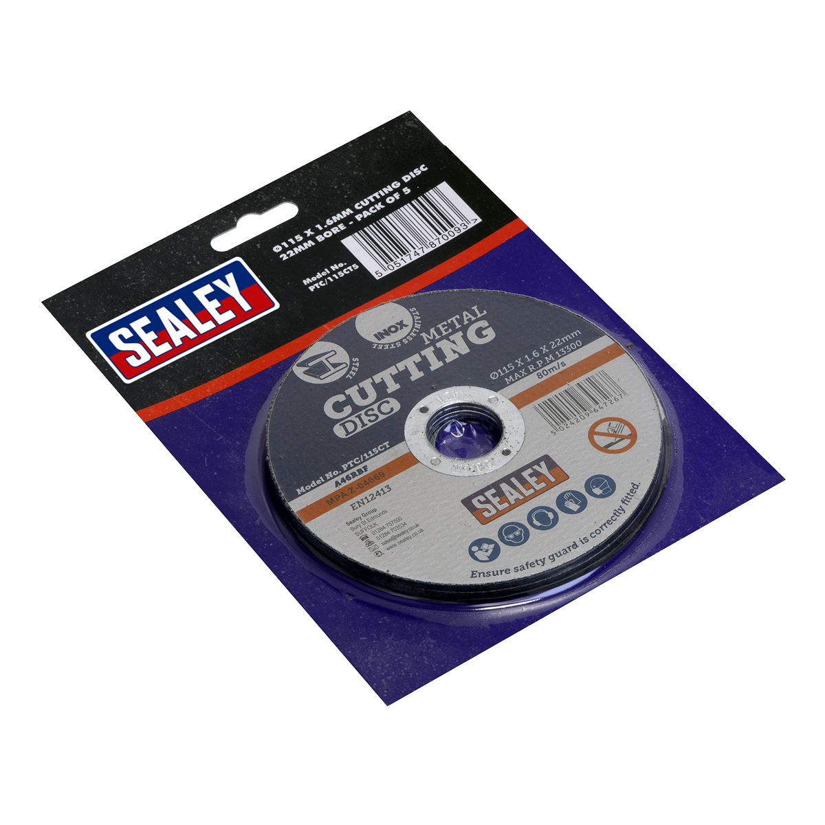 115 x 1.6mm Cutting Disc 22mm Bore - Pack of 5