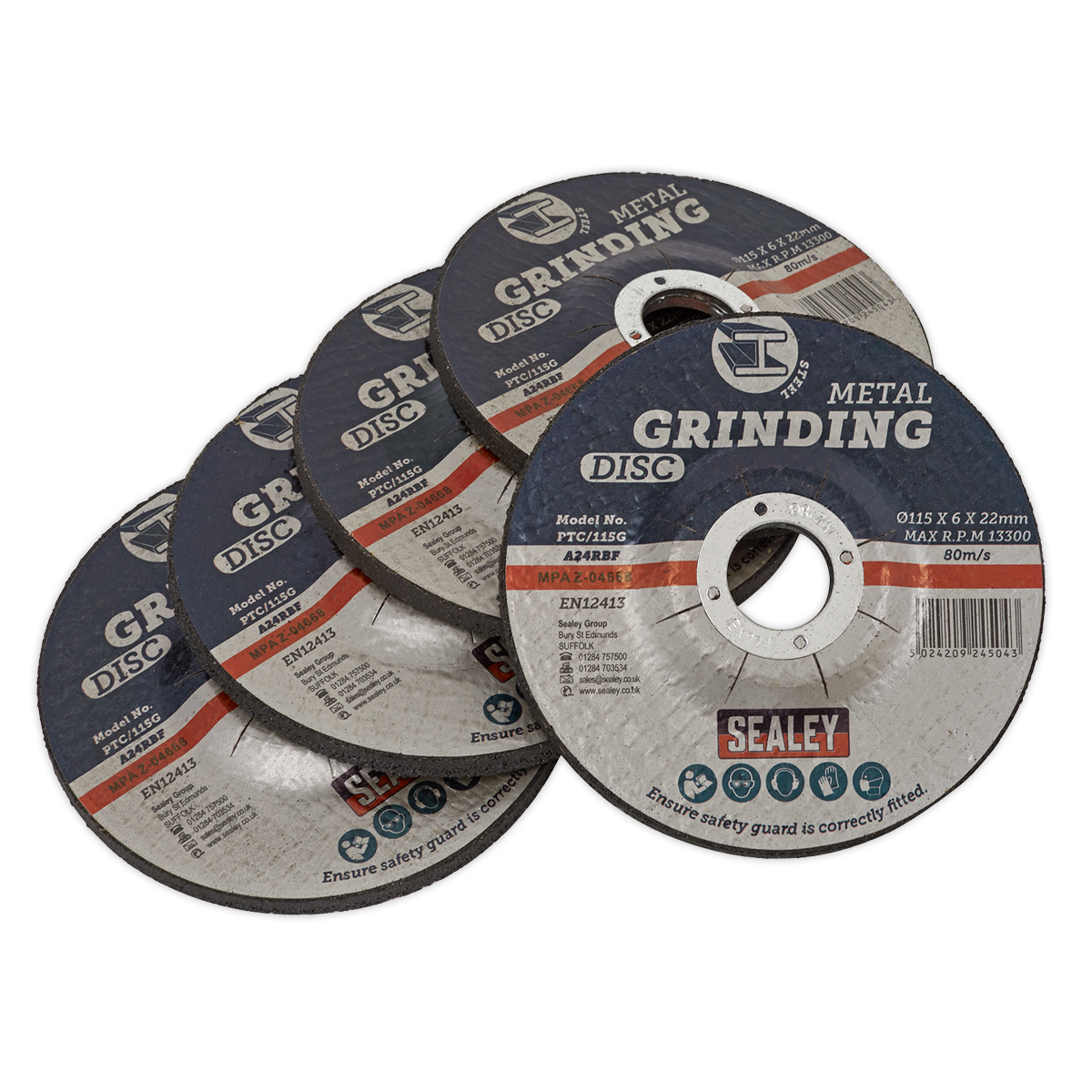 115 x 6mm Grinding Disc 22mm Bore - Pack of 5