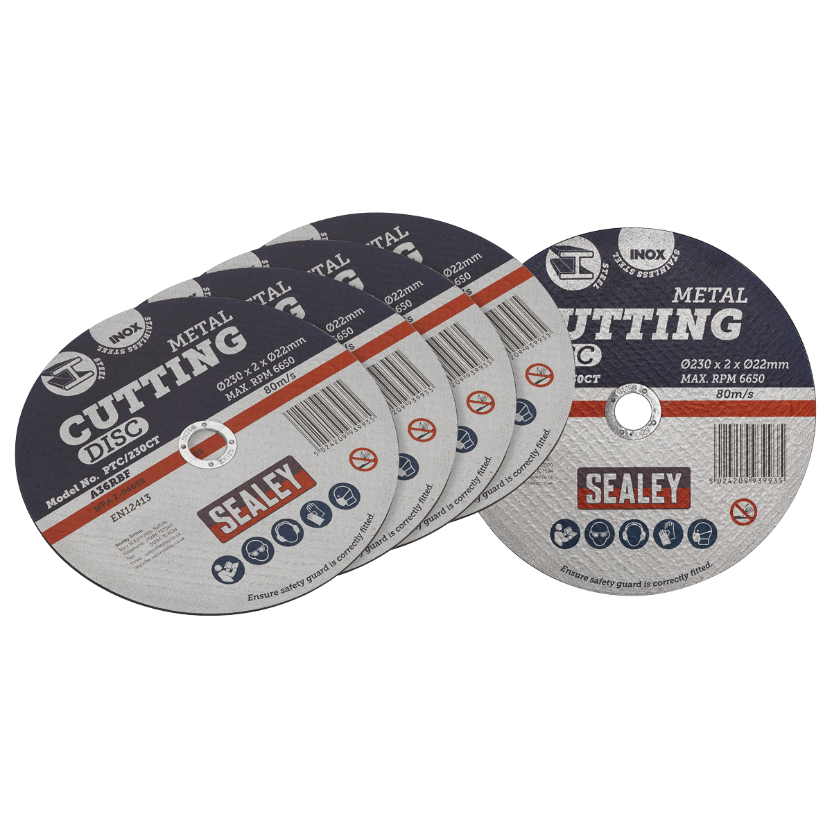 230 x 2mm Cutting Disc 22mm Bore - Pack of 5