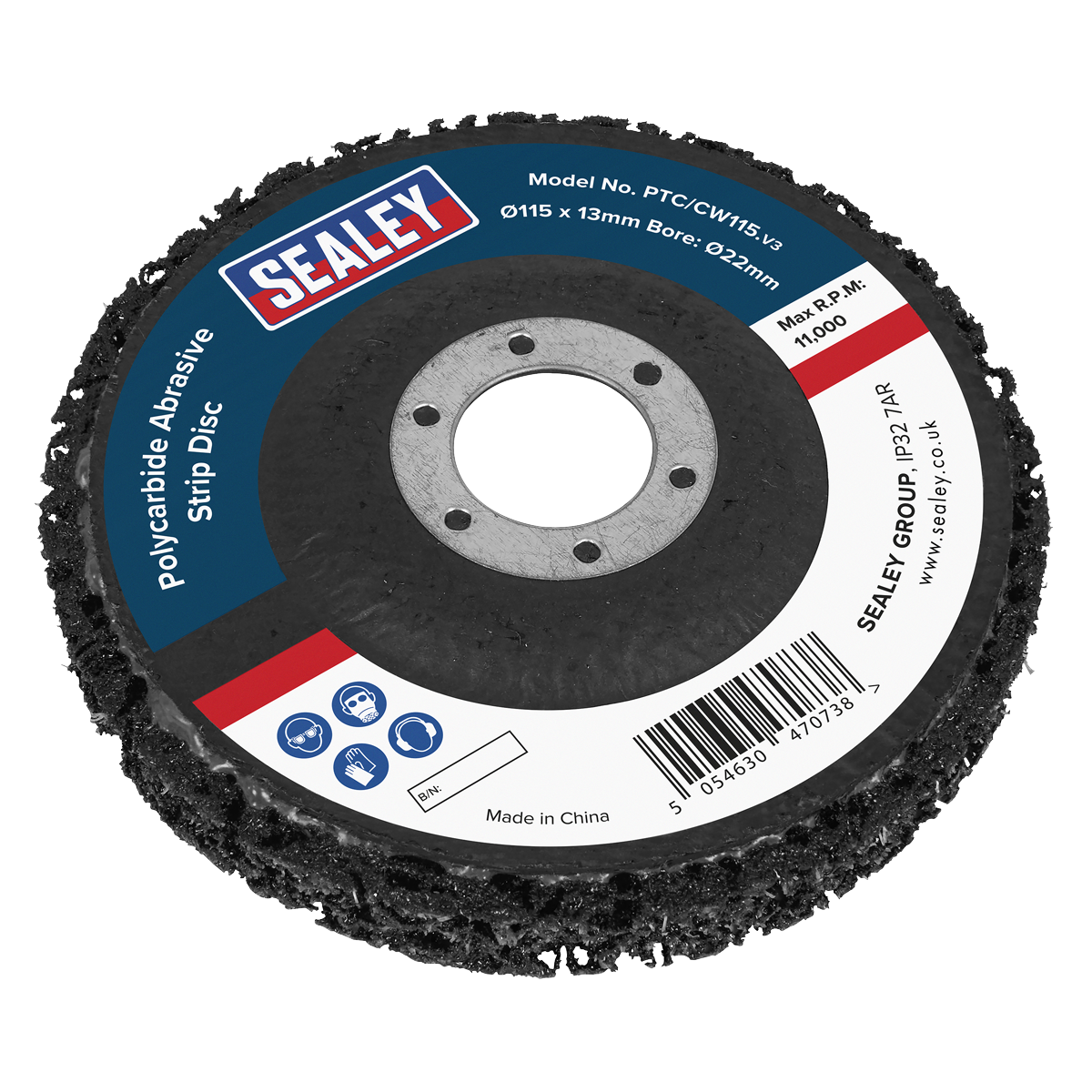115 x 13mm Black Polycarbide Abrasive Strip Disc 22mm Bore -