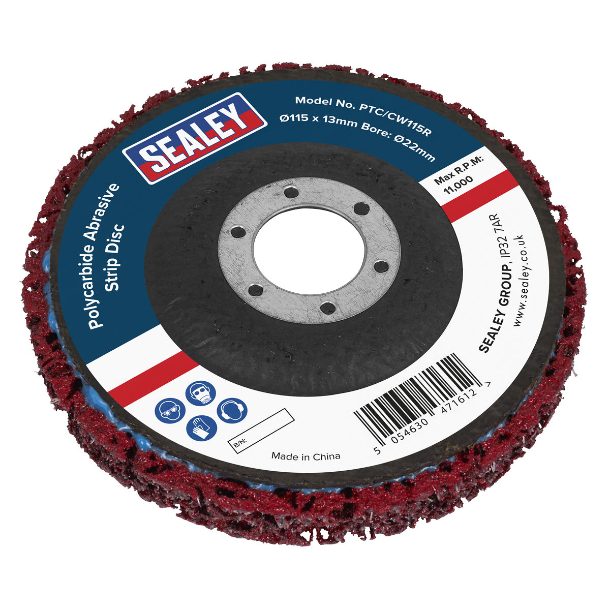 Polycarbide Abrasive Strip Disc 115 x 13 x 22mm - Red
