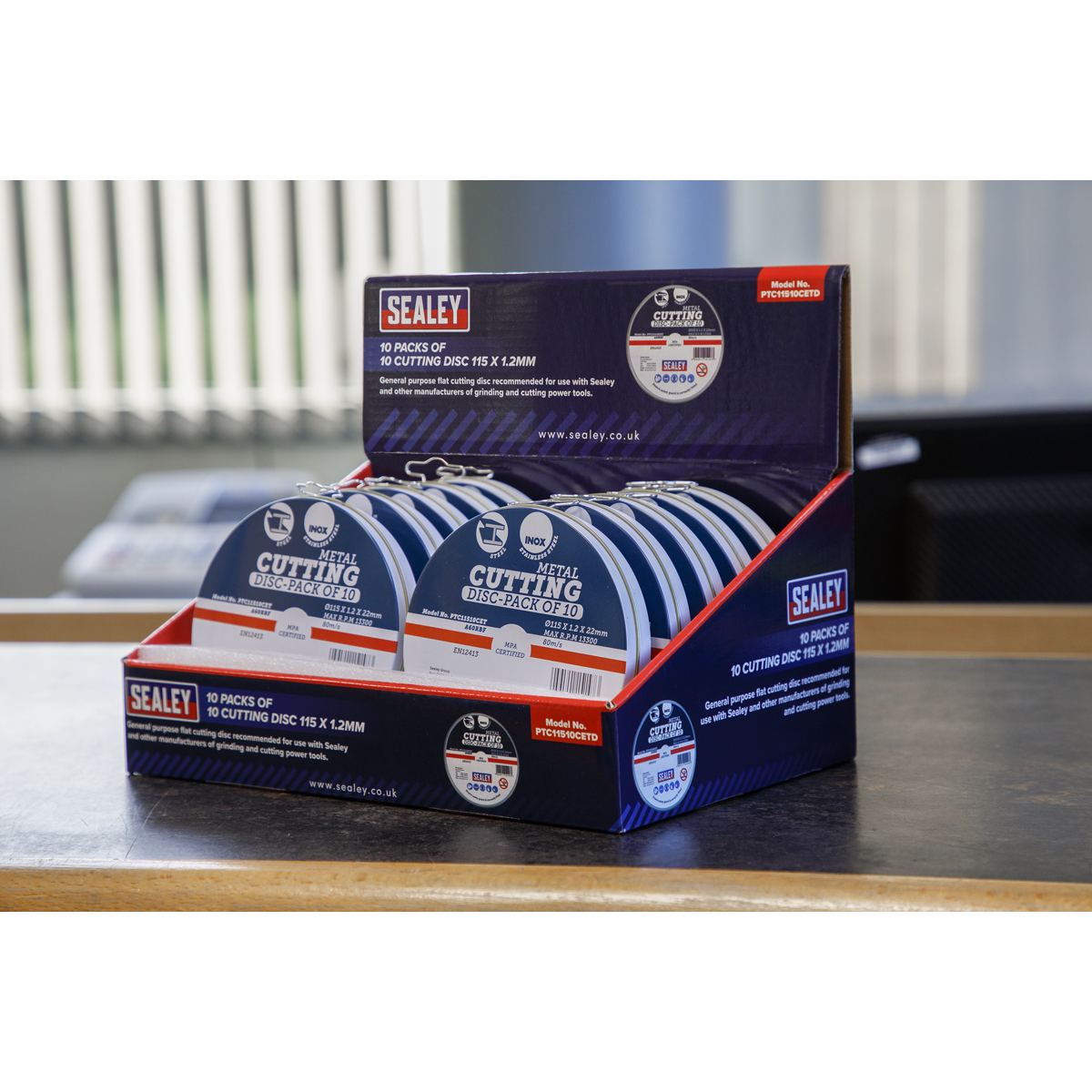 115 x 1.2mm Cutting Discs, Packs of 10 - Display Box 10