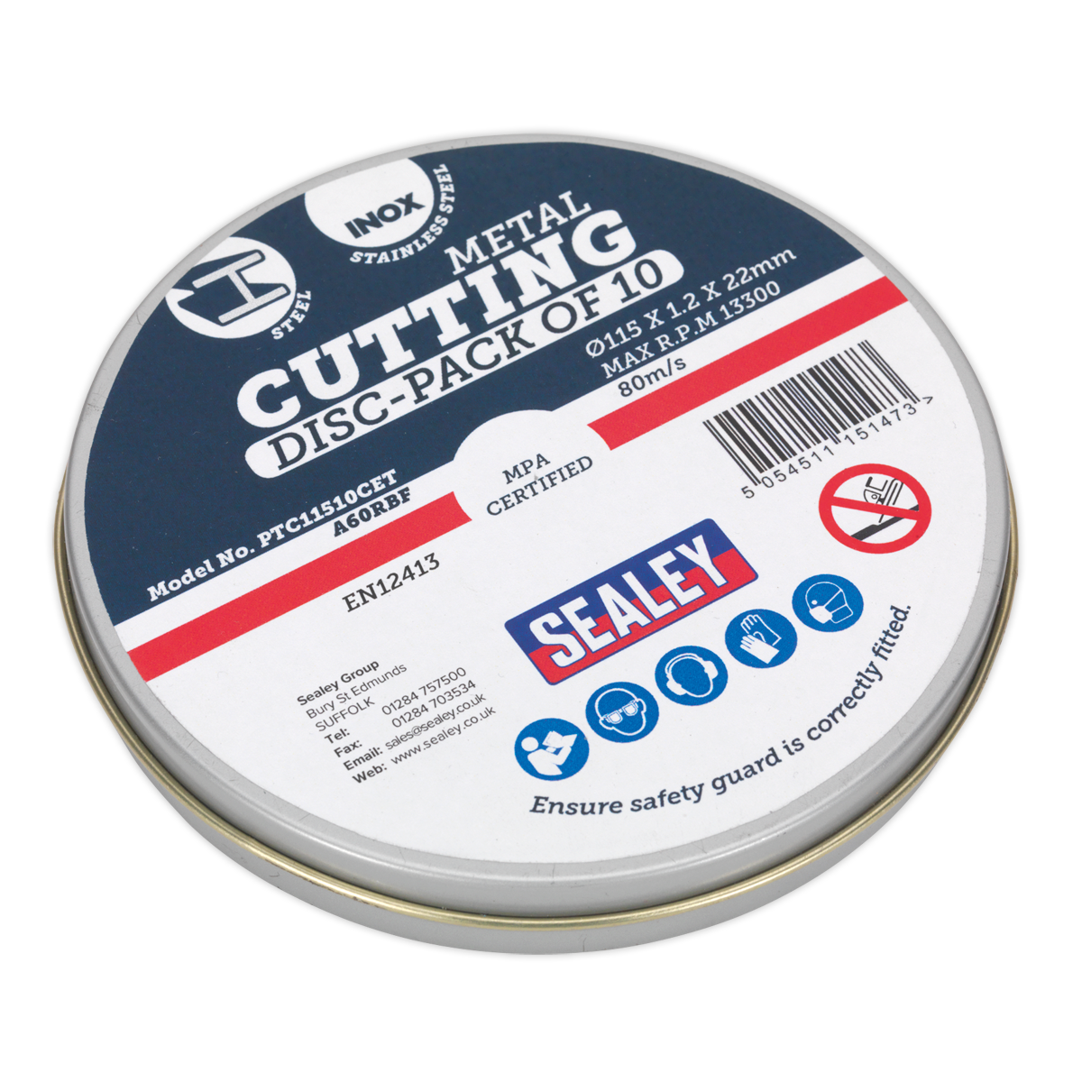115 x 1.2mm Cutting Disc 22mm Bore - Pack of 10