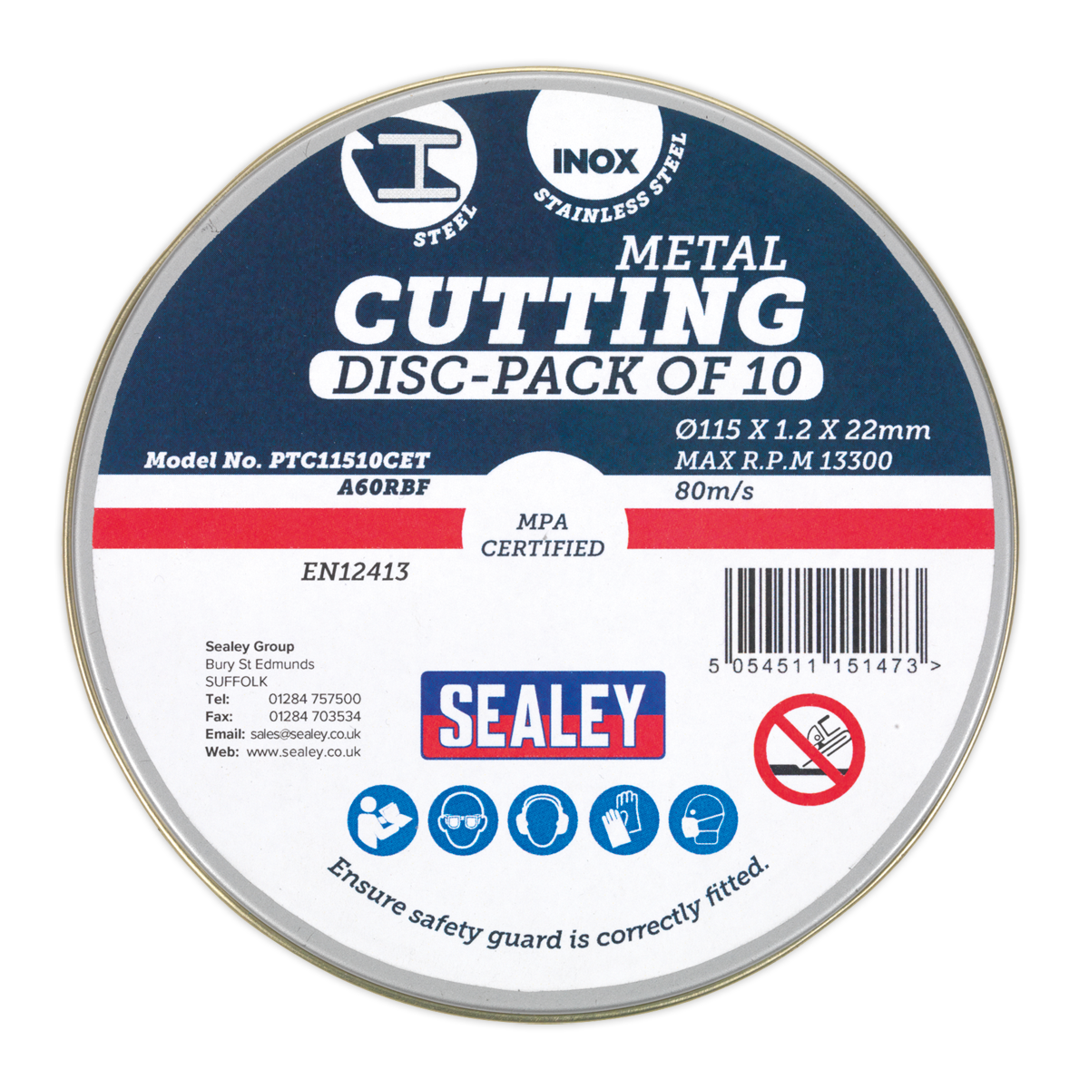 115 x 1.2mm Cutting Disc 22mm Bore - Pack of 10