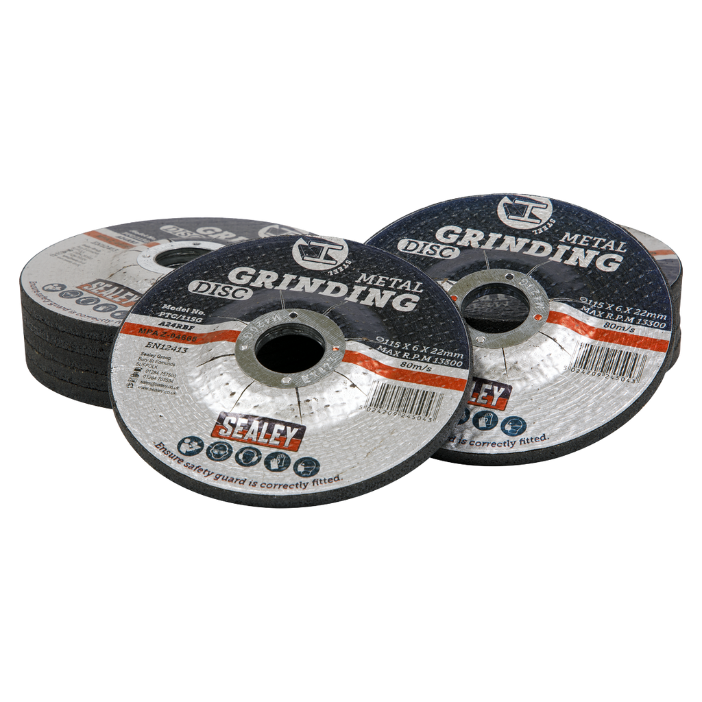 115 x 6mm Grinding Disc 22mm Bore - Pack of 12