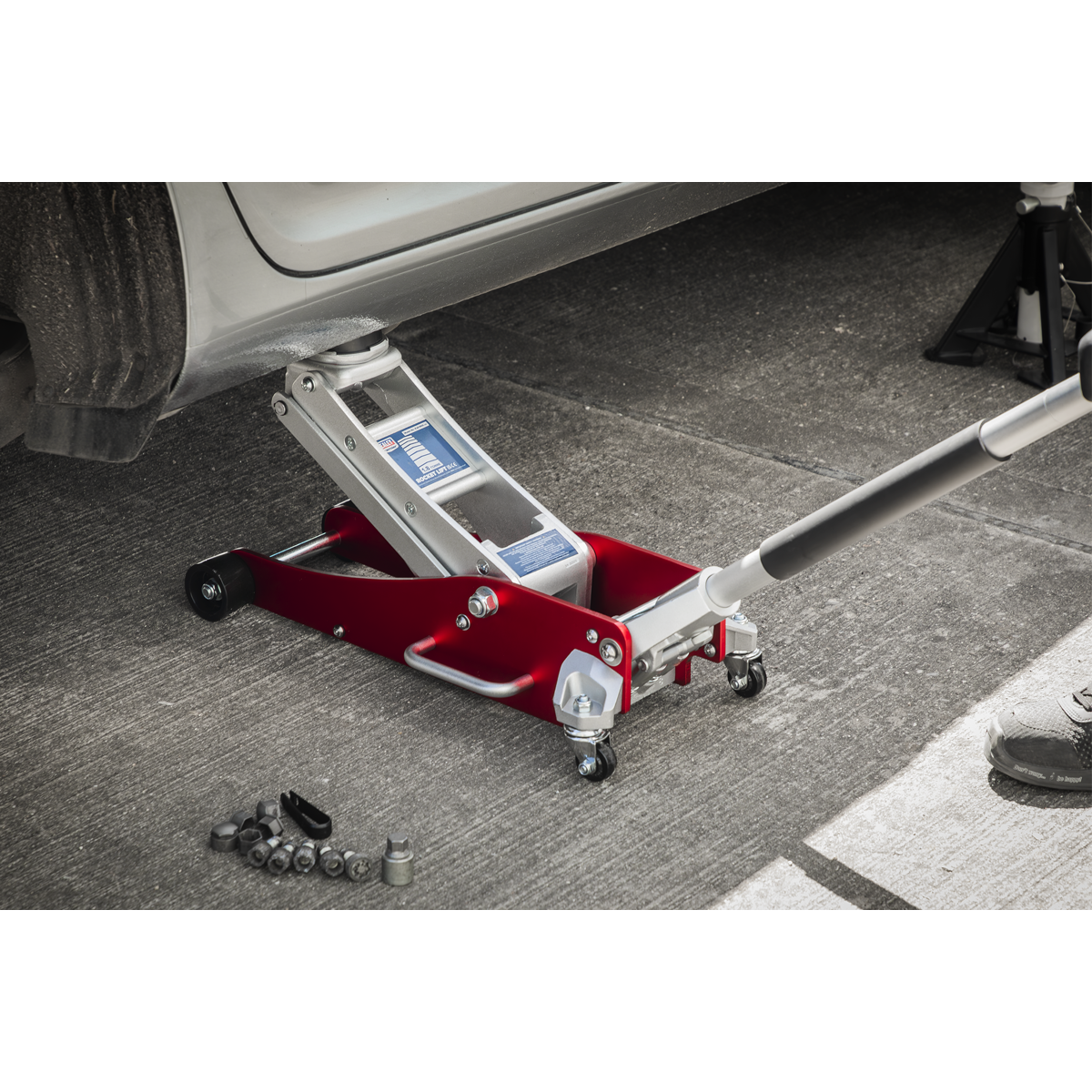 Low Profile Aluminium Trolley Jack with Rocket Lift, 1.8 Tonne (RJA1800)
