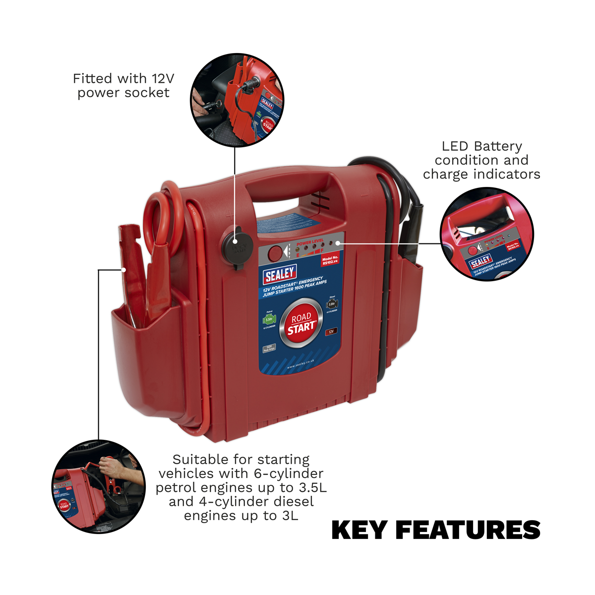 RoadStart® 12V Emergency Jump Starter, 1600A (RS102)