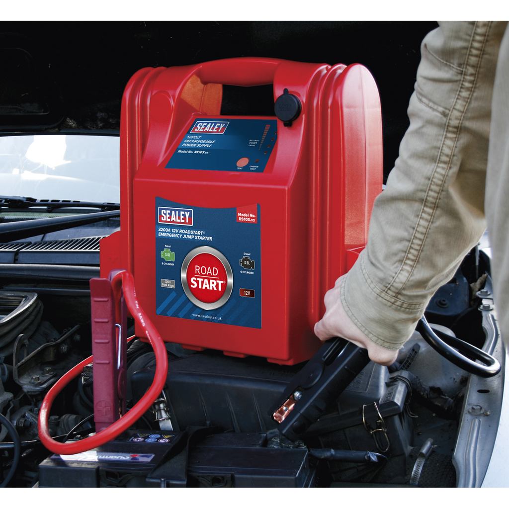 RoadStart® 12V Emergency Jump Starter 3200 Peak Amps