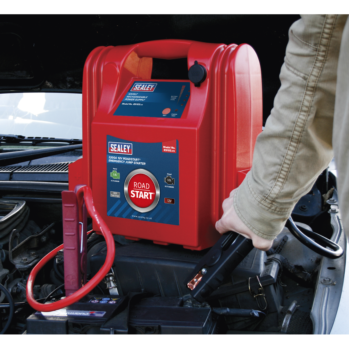 RoadStart® 12V Emergency Jump Starter 3200 Peak Amps