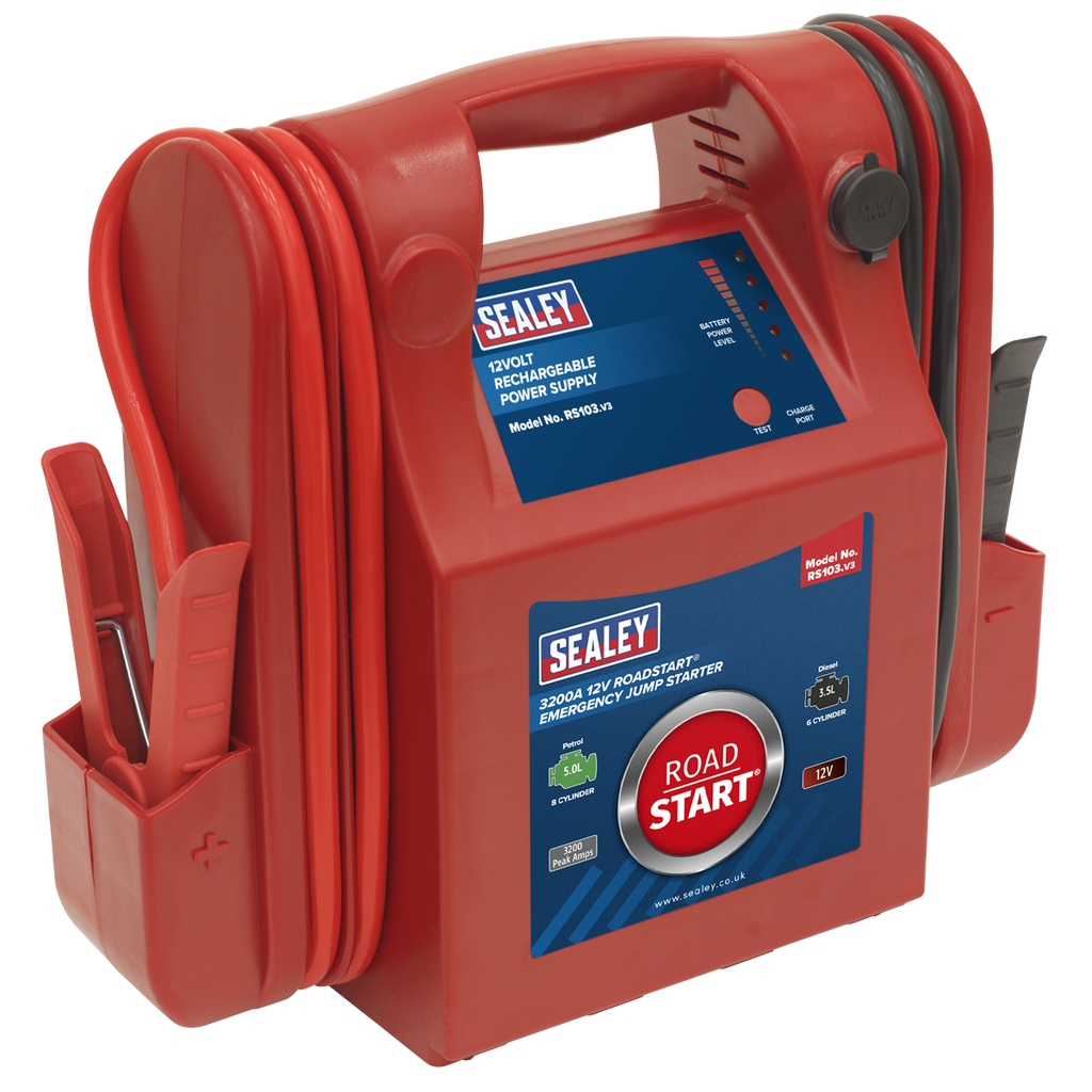 RoadStart® 12V Emergency Jump Starter 3200 Peak Amps