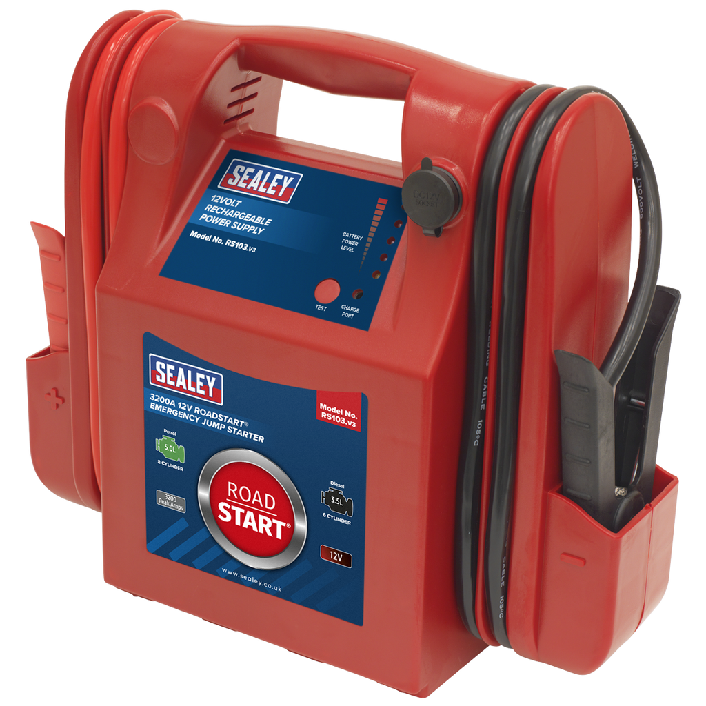 RoadStart® 12V Emergency Jump Starter 3200 Peak Amps