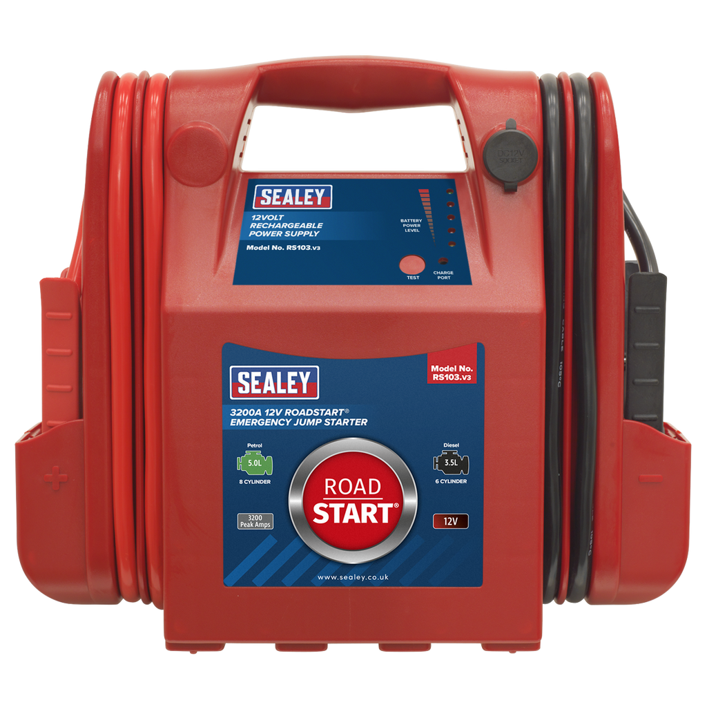 RoadStart® 12V Emergency Jump Starter 3200 Peak Amps