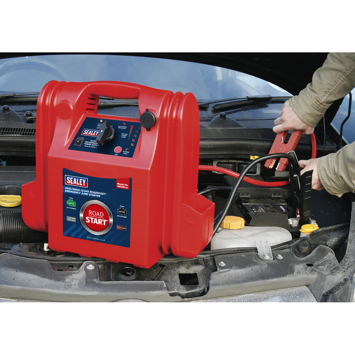 RoadStart® 12/24V Emergency Jump Starter 3200/1600 Peak Amps