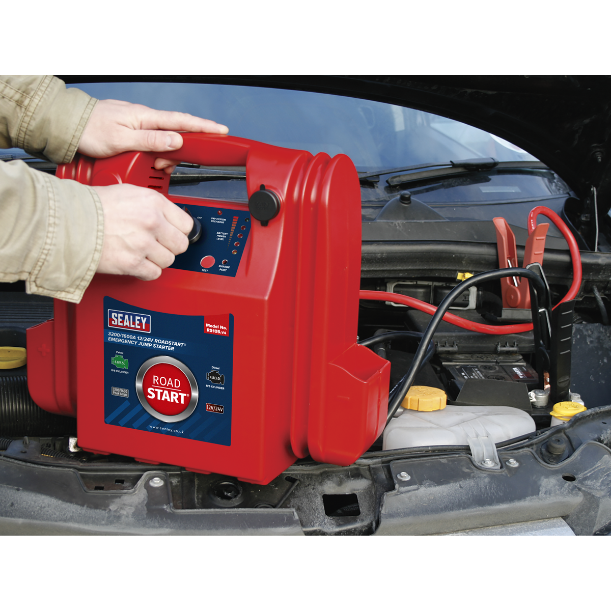 RoadStart® 12/24V Emergency Jump Starter 3200/1600 Peak Amps