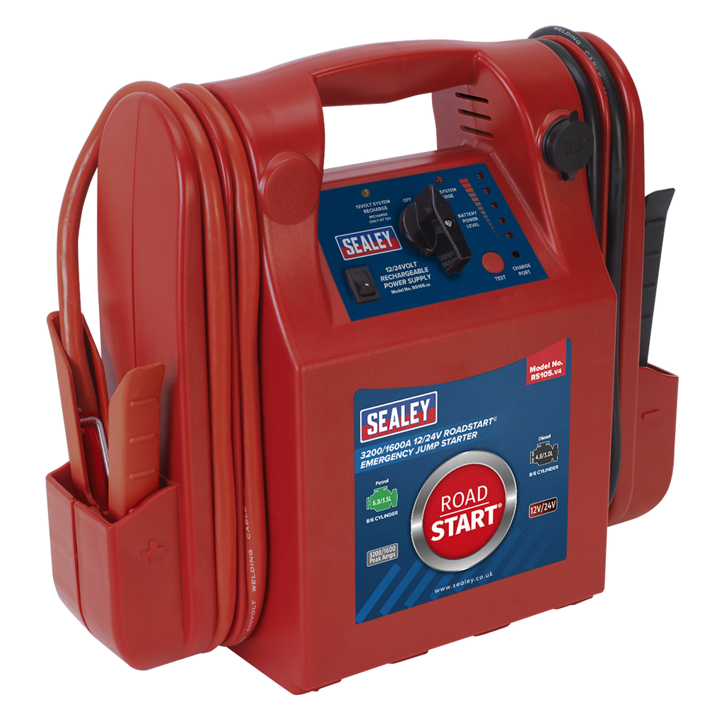 RoadStart® 12/24V Emergency Jump Starter 3200/1600 Peak Amps