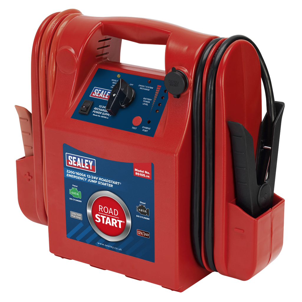 RoadStart® 12/24V Emergency Jump Starter 3200/1600 Peak Amps