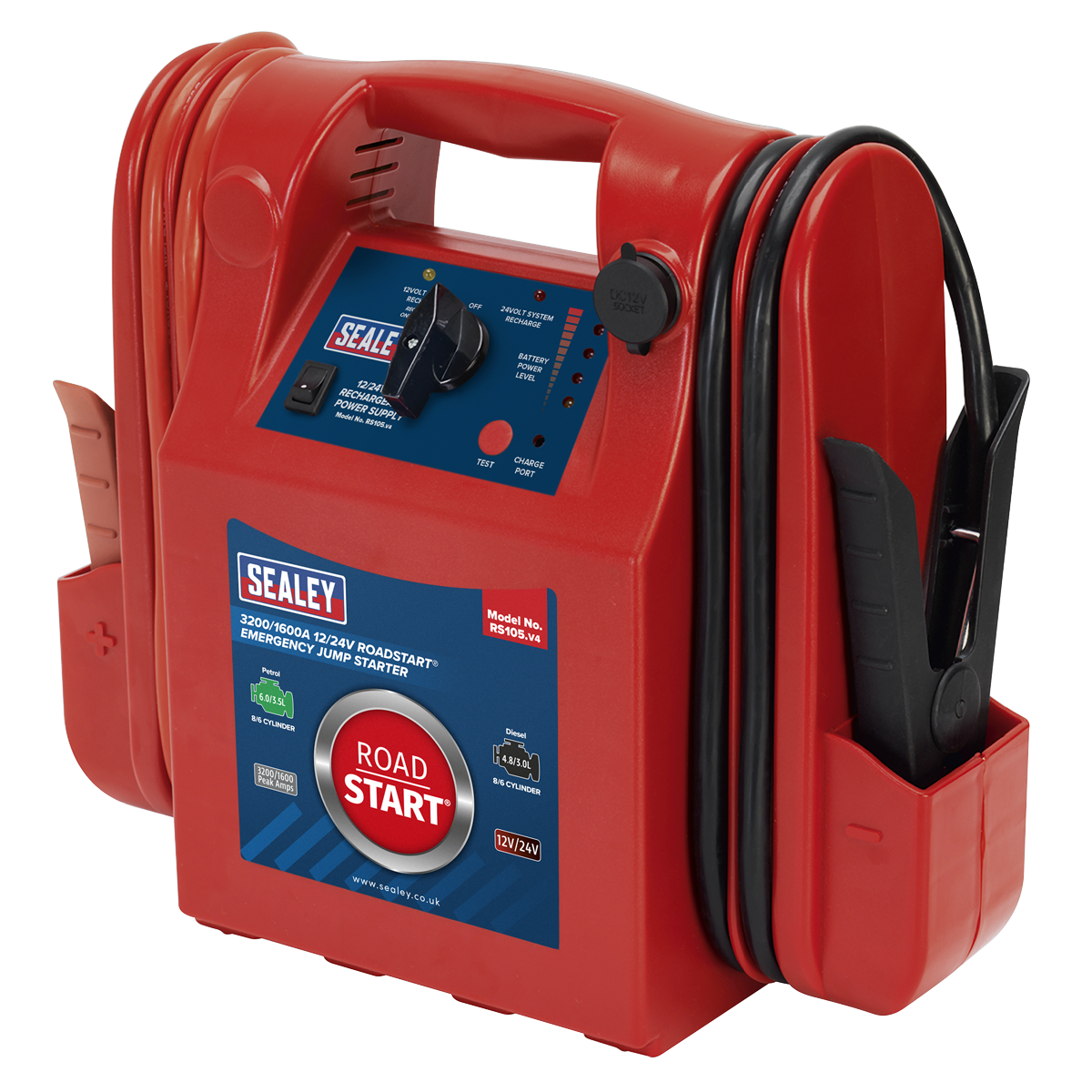 RoadStart® 12/24V Emergency Jump Starter 3200/1600 Peak Amps