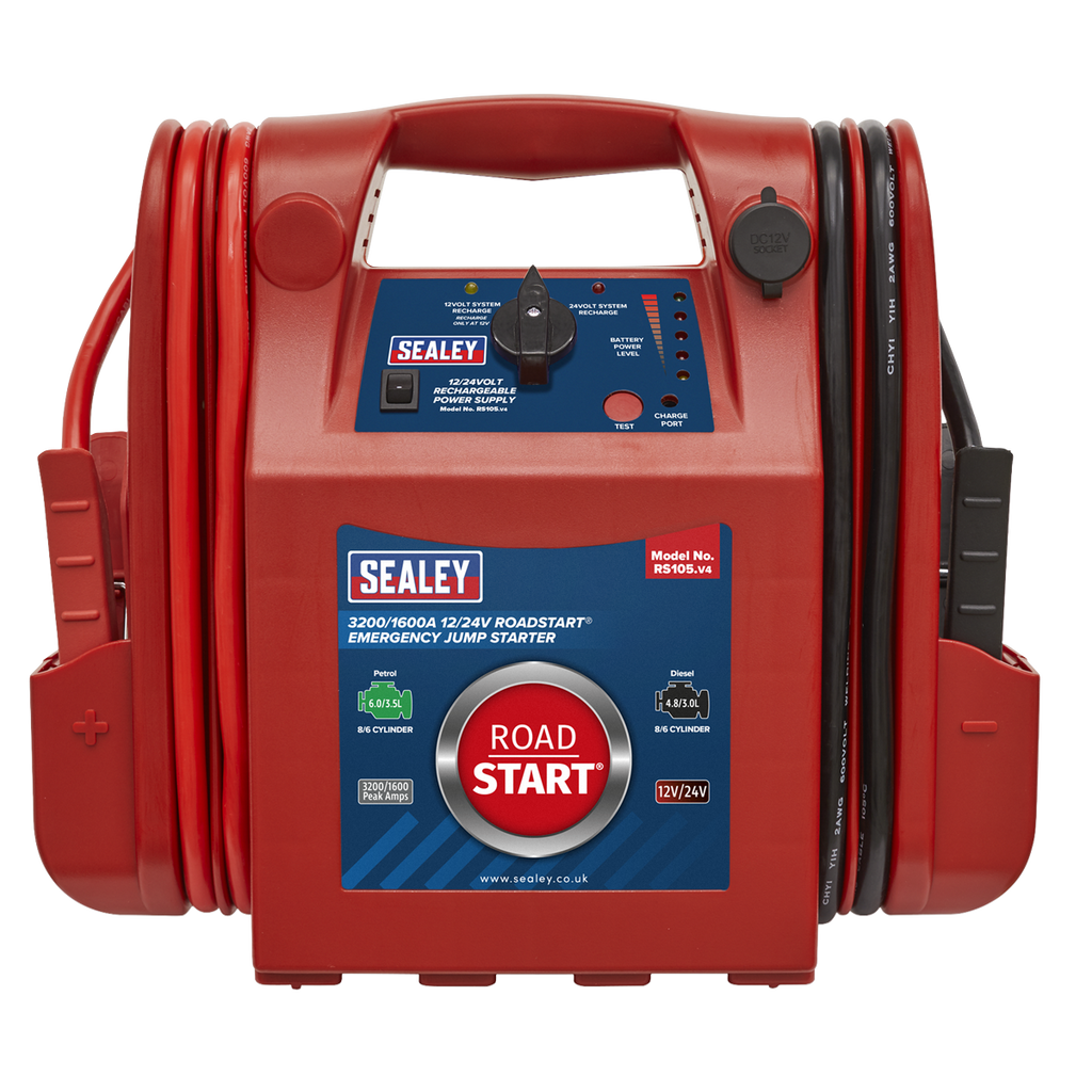 RoadStart® 12/24V Emergency Jump Starter 3200/1600 Peak Amps