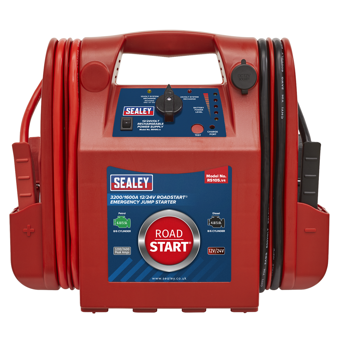 RoadStart® 12/24V Emergency Jump Starter 3200/1600 Peak Amps