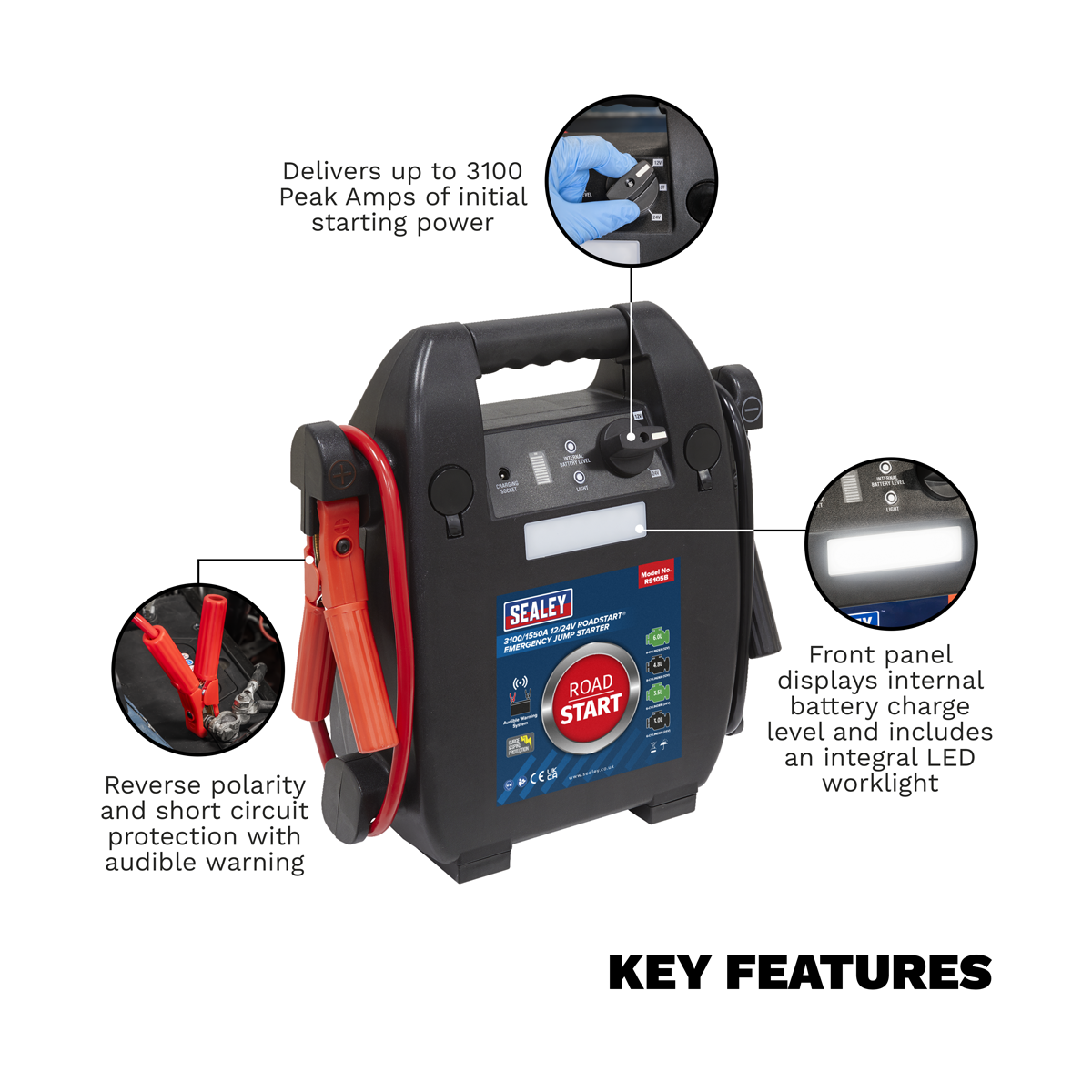 RoadStart® 12/24V Emergency 8-Cylinder Jump Starter 6L