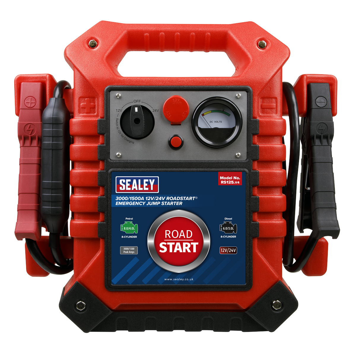 RoadStart® 12/24V Emergency Jump Starter 3000/1500 Peak Amps
