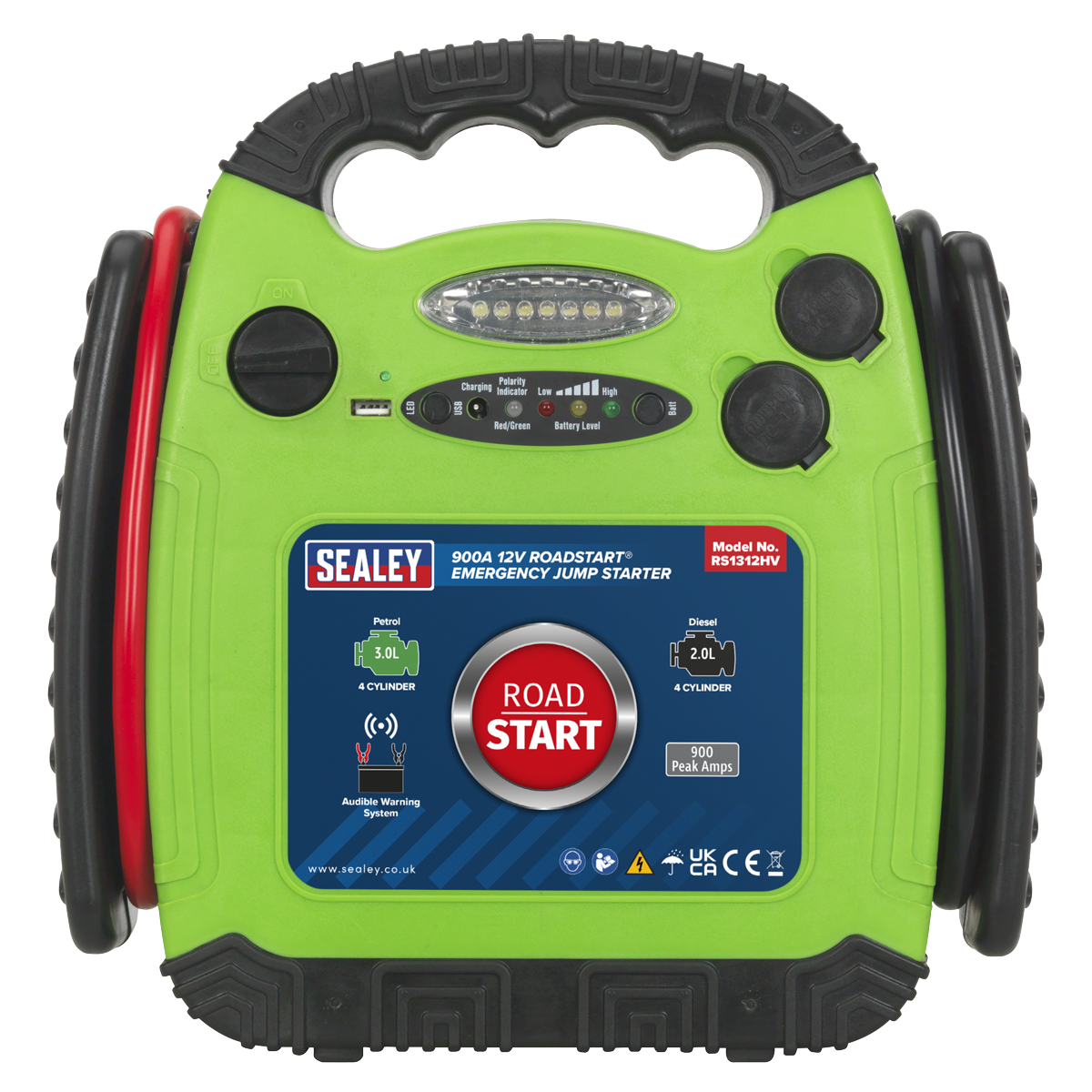 RoadStart® 12V Emergency Jump Starter, 900A, Hi-Vis Green (RS1312HV)