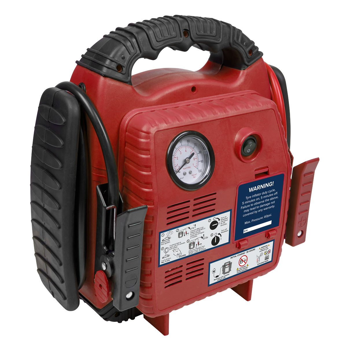 RoadStart® 12V Emergency Jump Starter with Air Compressor 900 Peak Amps