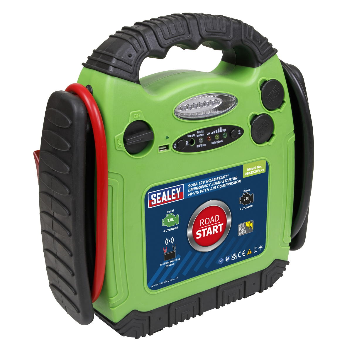 RoadStart® 12V Emergency Jump Starter with Air Compressor 900 Peak Amps