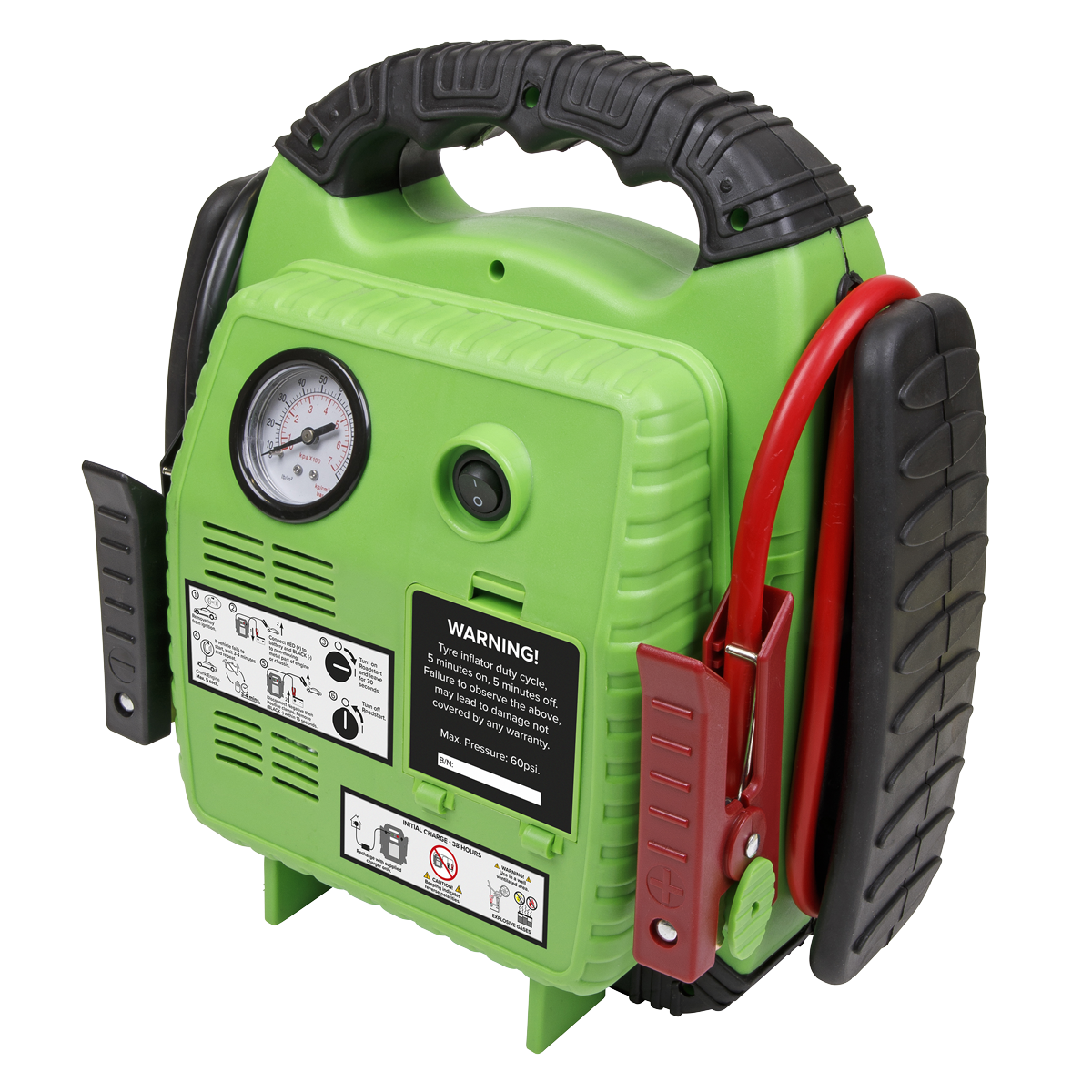 RoadStart® 12V Emergency Jump Starter with Air Compressor 900 Peak Amps