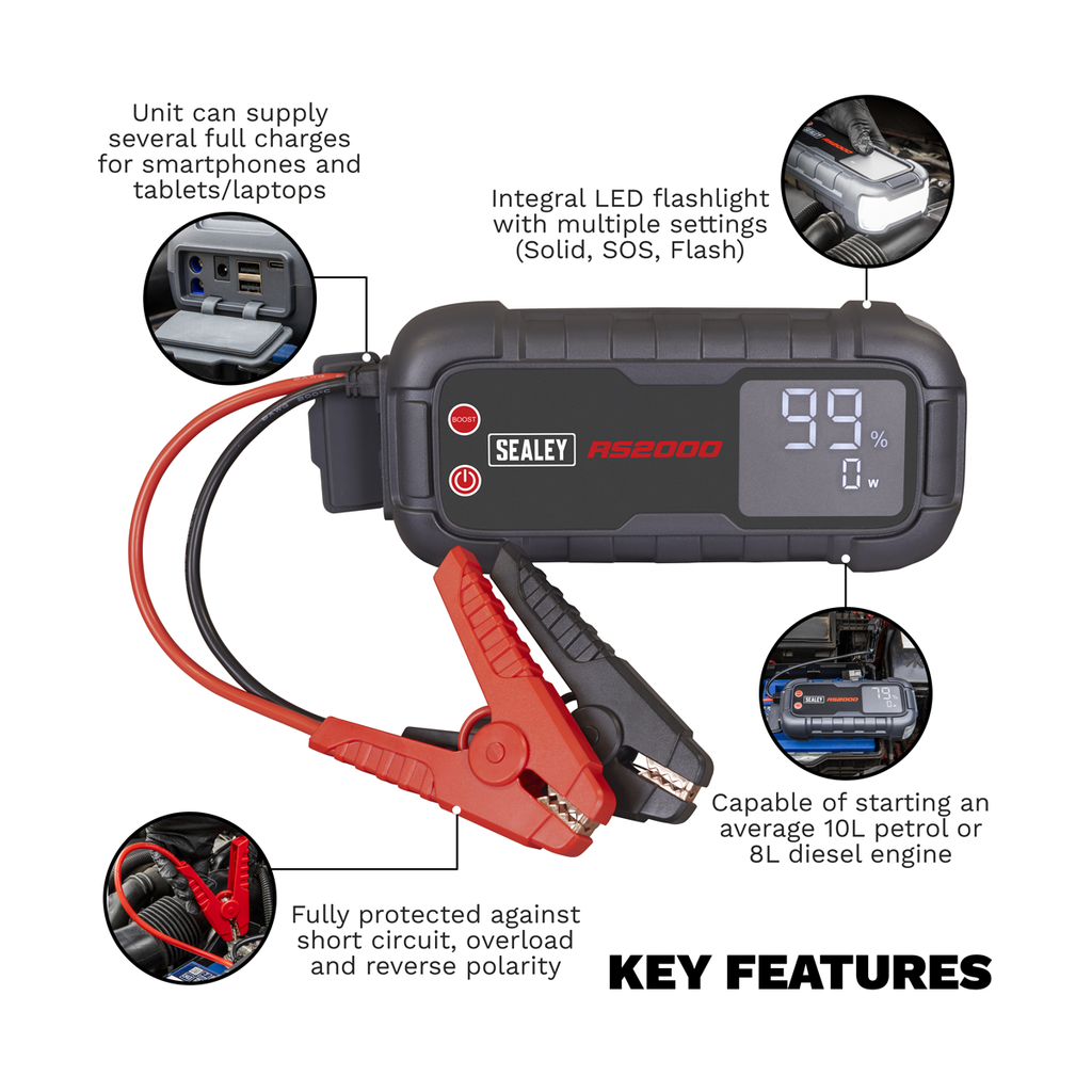 RoadStart® 12V Lithium-ion Jump Starter Power Pack, 2000A (RS2000)