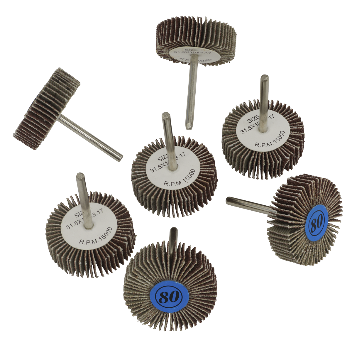 Rotary Tool Abrasive Flap Wheel Set 30mm 7pc