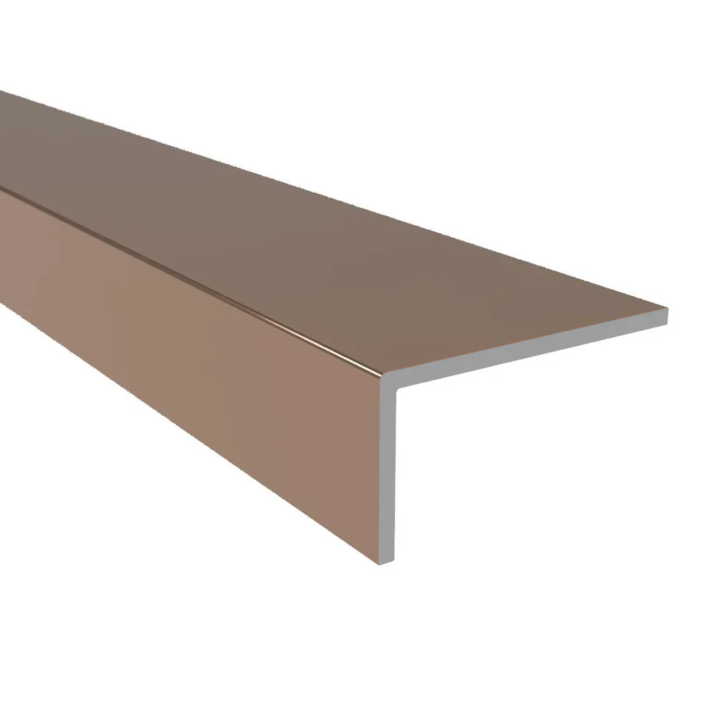RUK Aluminium Equal Sided Angle Edging Corner Furniture Protection Profile Trim 2000mm Rose Gold Anodised Aluminium