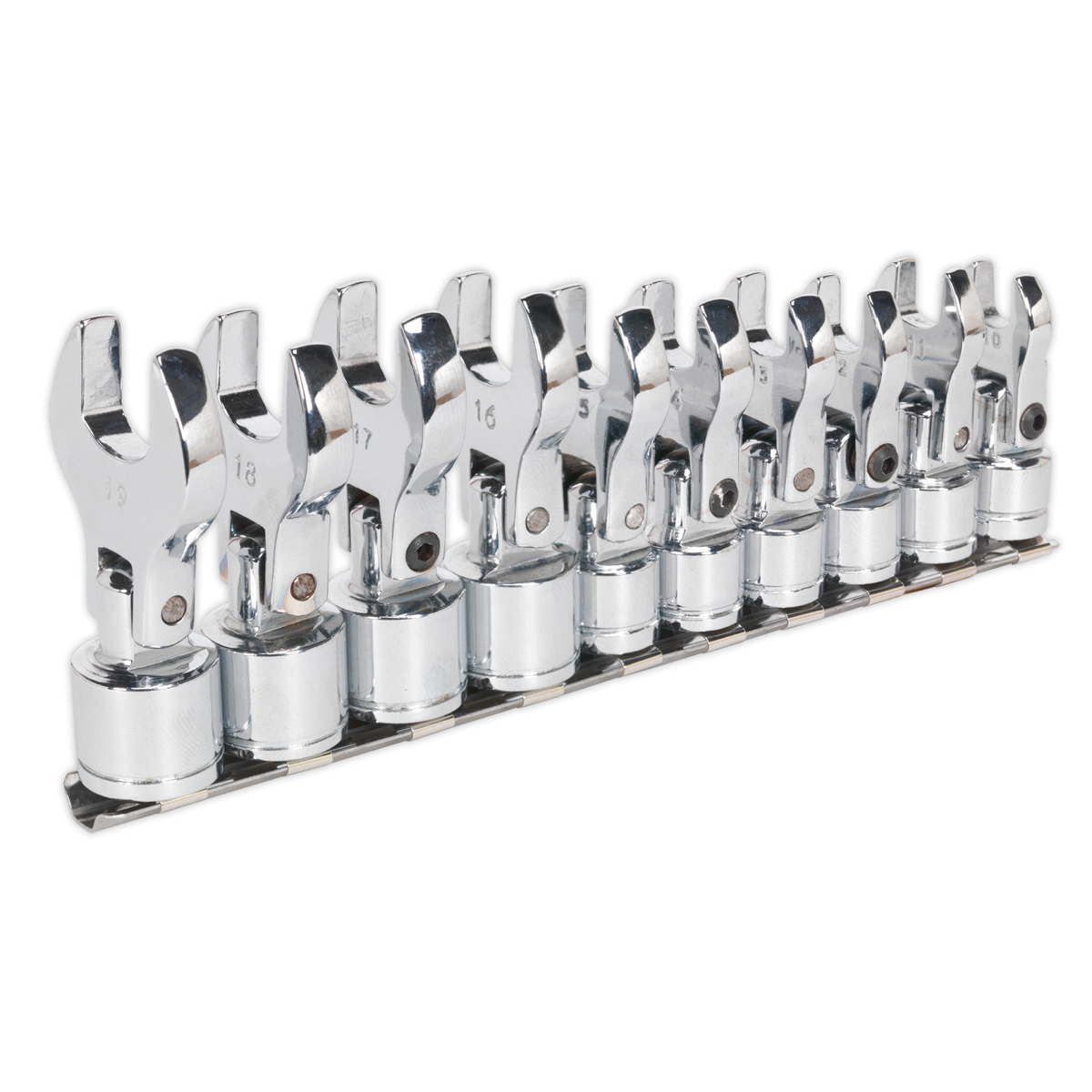 Siegen Flexible Crow's Foot Open-End Spanner Set 3/8"Sq Drive 10pc