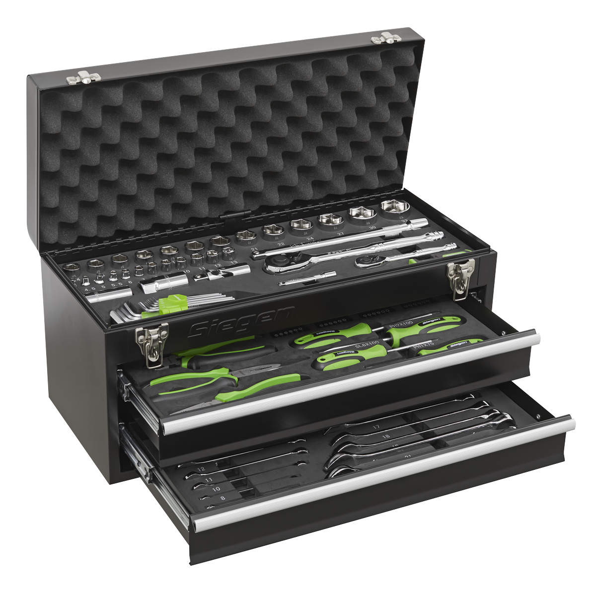 Siegen Portable Tool Chest 2 Drawer with Tool Kit 90pc
