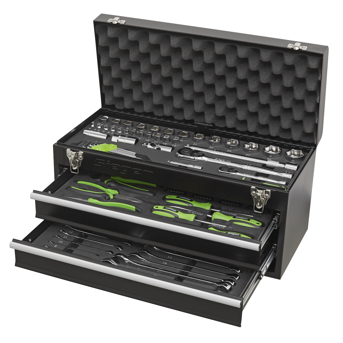 Siegen Portable Tool Chest 2 Drawer with Tool Kit 90pc