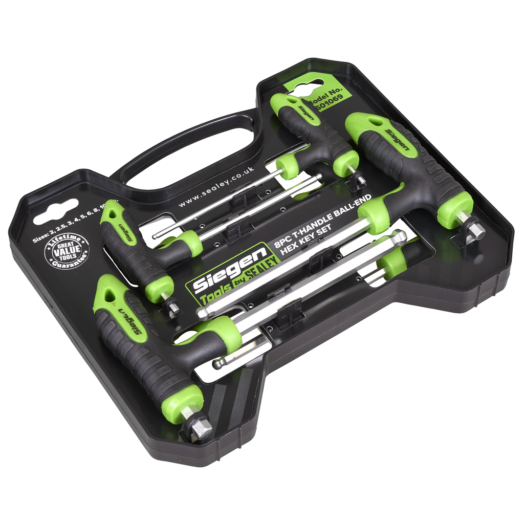 Siegen T-Handle Ball-End Hex Key Set 8pc