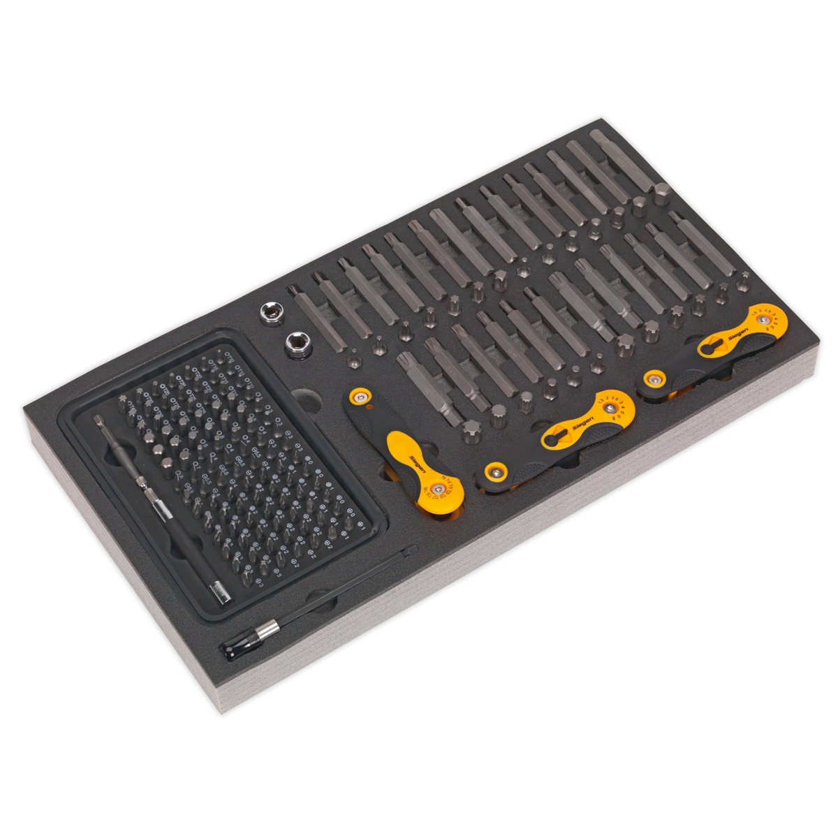 Siegen Specialised Bit Set & Folding Hex Keys with Tool Tray