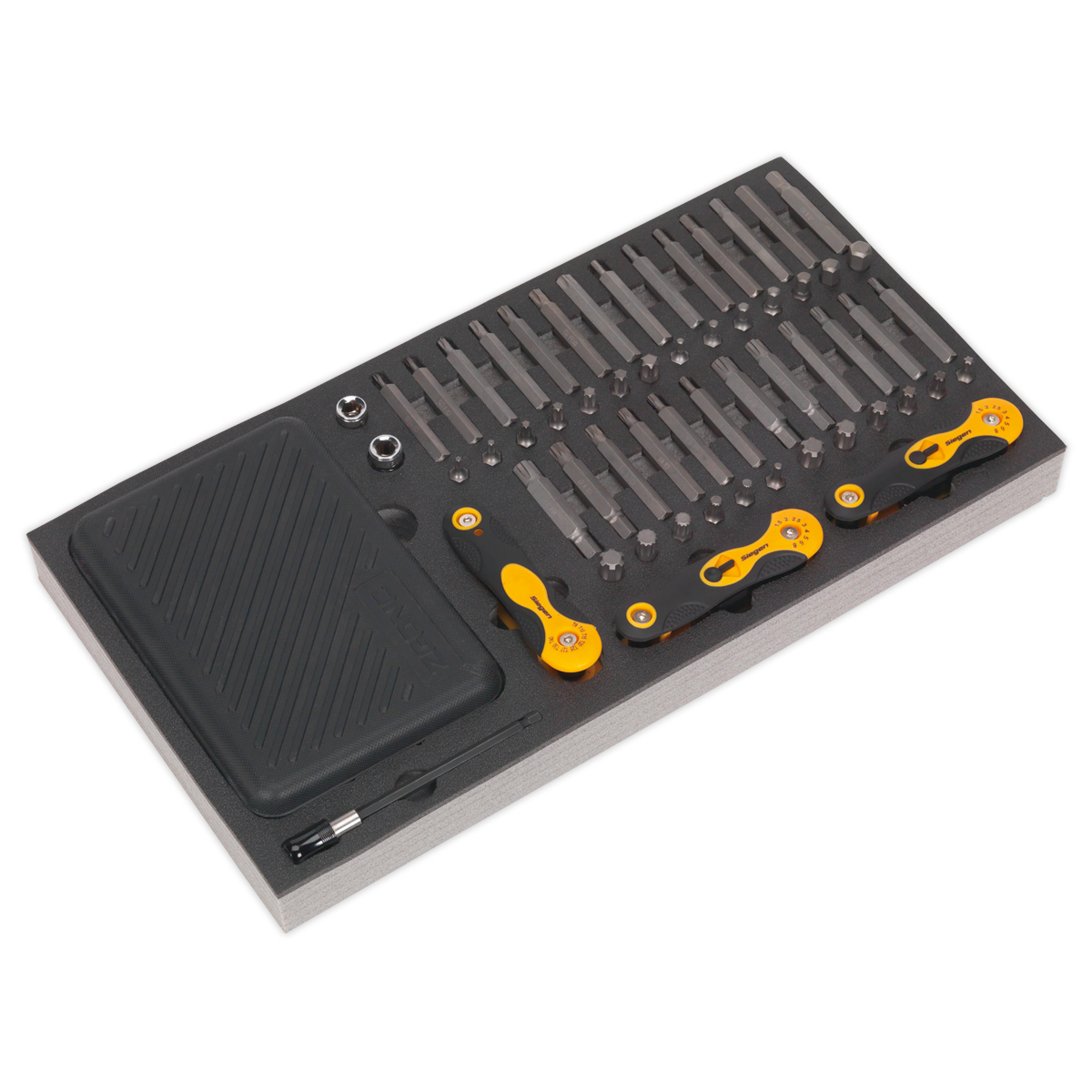 Siegen Specialised Bit Set & Folding Hex Keys with Tool Tray