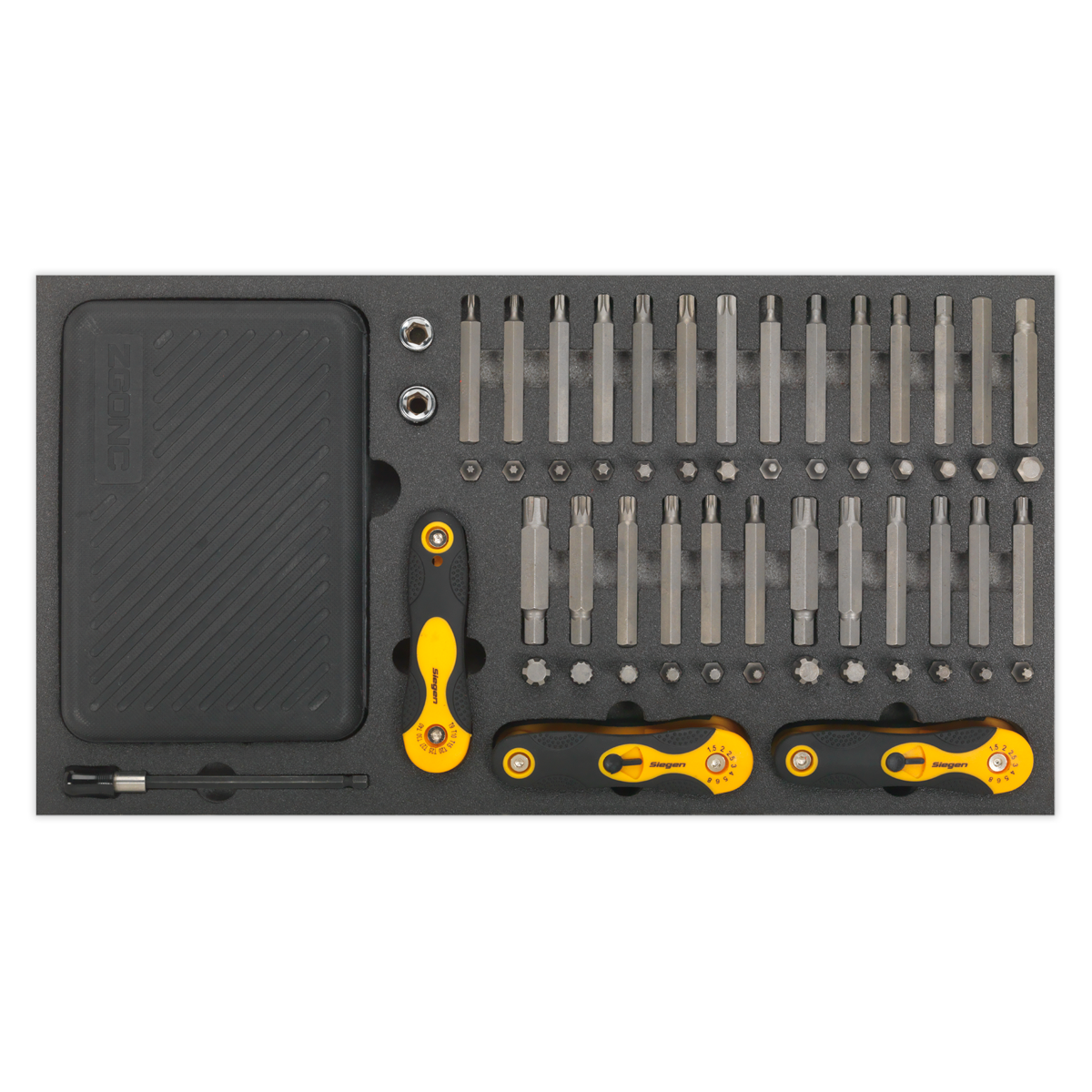 Siegen Specialised Bit Set & Folding Hex Keys with Tool Tray