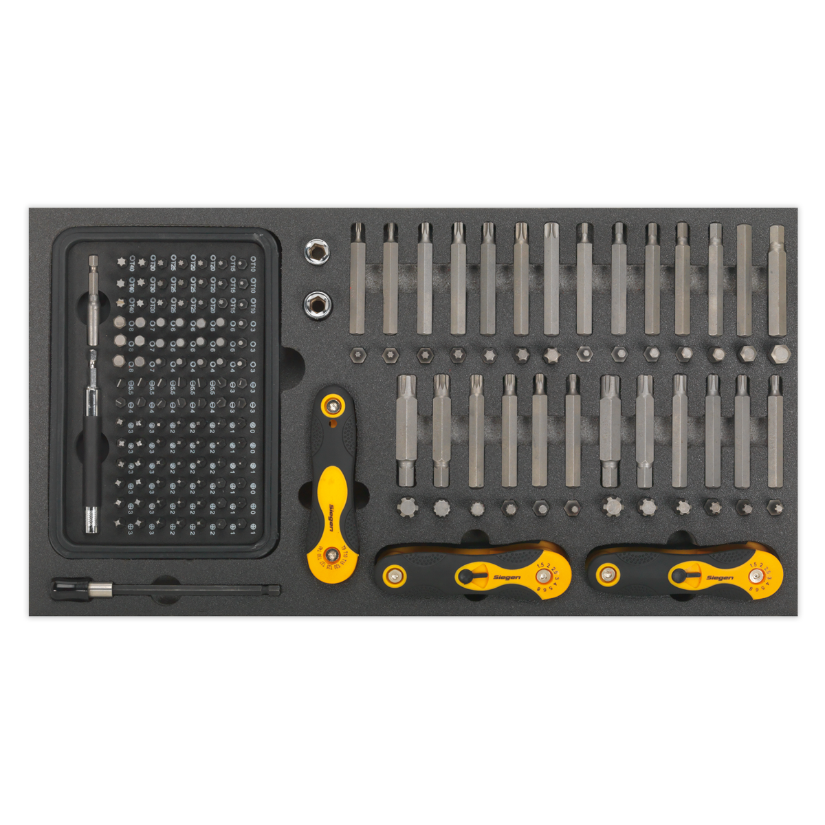 Siegen Specialised Bit Set & Folding Hex Keys with Tool Tray