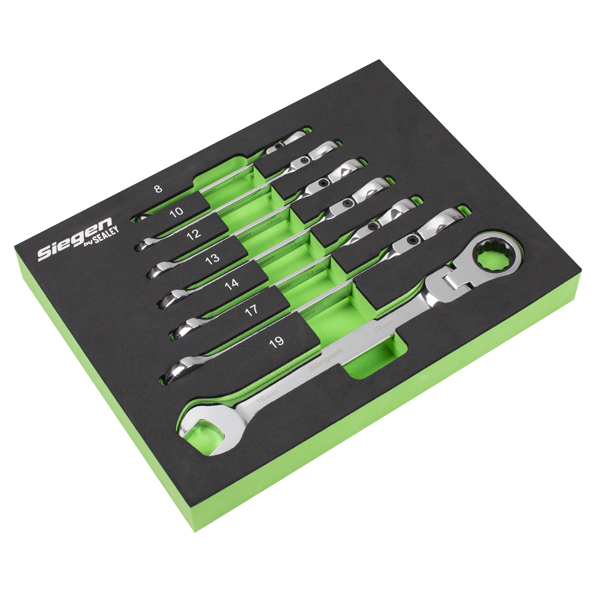 Flexi-Head Combination Ratchet Spanner Set 7pc
